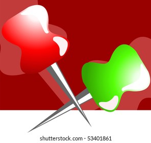 Illustration of  a red and green colour paper nail	