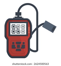 Ilustração de um equipamento de teste multímetro digital portátil vermelho com ilustração de desenho animado de vetor para diagnóstico elétrico e trabalho de reparo na indústria eletrônica