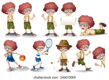 Illustration Of A Red Head Boy In Different Position