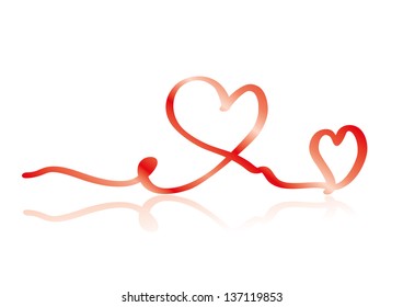Illustration of a red heart bow