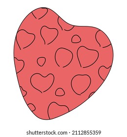 Illustration of a red heart with hearts inside for Valentine's Day.