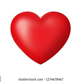 Illustration with a Red Heart  isolated on white background. Vector symbols of love in shape for Happy Women's, Mother's, Valentine's Day, Birthday greeting card. 