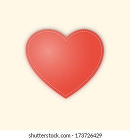 the illustration of the red heart with stitch effect / the red heart illustration / greeting card concept