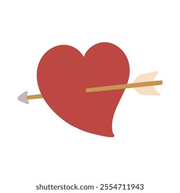 Illustration of a red heart symbol with an arrow stuck in it
