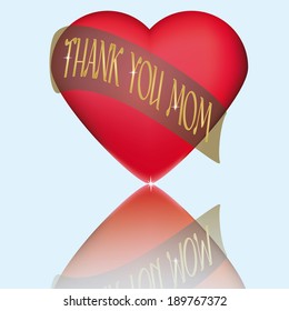 Illustration red hearth with ribbon for mothers day