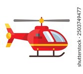 Illustration of Red Helicopter In Flat Style 