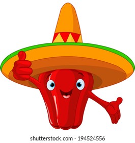 Illustration of a red hot chili pepper 