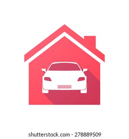 Illustration Of A Red House Icon With A Car