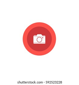 Illustration red icon camera in circle on flat design