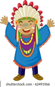 illustration of red indian on a white background