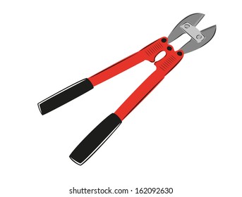 illustration of red iron shears on white background