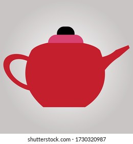 Illustration of red kettle with gray background