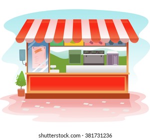 Illustration of a Red Kiosk Store 