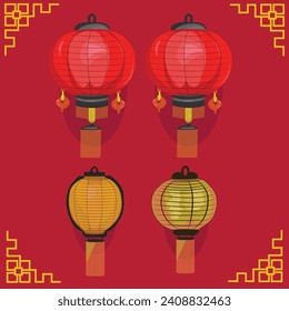 Illustration of a red lantern with a gold hanging, depicting Chinese culture and Chinese New Year every year