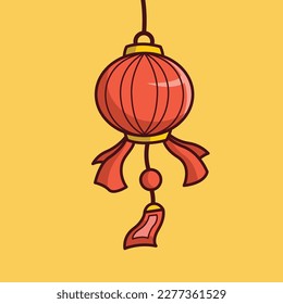 illustration of a red lantern on a yellow background