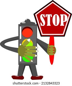 ilustración de una luz roja cuando el vehículo se detiene sobre un fondo blanco