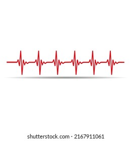 Illustration red line cardiogram of the heart on a white background