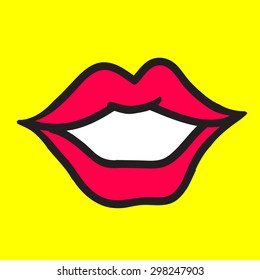 Illustration with red lips