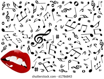 Illustration of red lips singing
