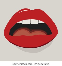 Illustration of a red lips with visible teeth and tongue