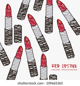 Illustration of red lipstick pattern isolated on white background, vector illustration