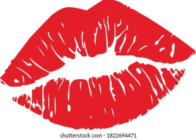 An illustration of a red lipstick print