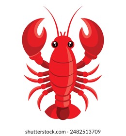 illustration of a red lobster on white