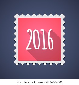 Illustration of a red mail stamp icon with a 2016 sign