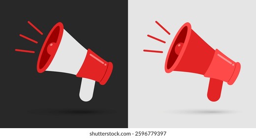 Illustration of Red Megaphone for Alert and Announcement with Loud Sound Symbol ideal for Promotion Marketing Advertisement Social Media Shouting Message and Talking or Loudspeaker Design Elements