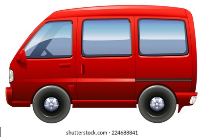 Illustration of a red minivan on a white background 