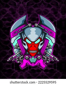 illustration of a red monster robot with an angry look