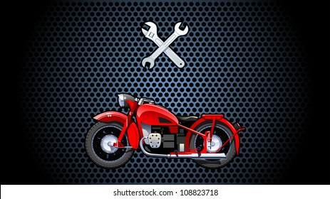 illustration of a red motorcycle. (Simple gradients only - no gradient mesh.)