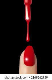 Ilustración de la caída de uñas rojas sobre fondo blanco. esmalte de uñas rojas. 