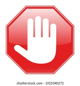 illustration of a red octagonal stop sign for prohibited activities on a white background