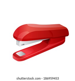 Illustration of red office stapler on a white background