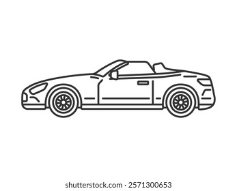 Illustration of a red open car (line drawing) seen from the side.