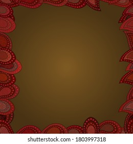 Illustration in red, orange and brown colors. Seamless pattern.Hand drawn doodle frames. Vector illustration.