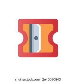 Illustration of a red and orange pencil sharpener device
