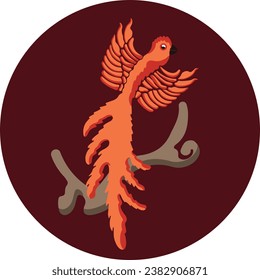 illustration Red Orange Phoenix Bird Stock Vector