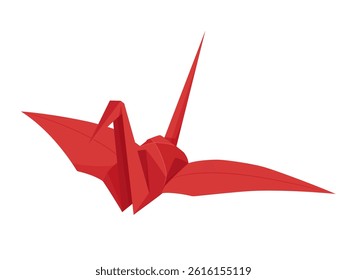 Illustration of a red origami crane