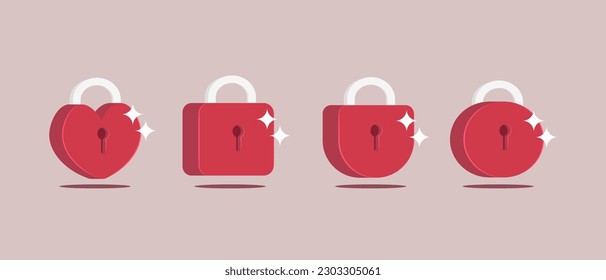 Ilustración del conjunto de colecciones de candados rojos