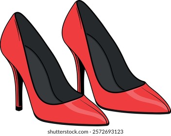 illustration of a red pair of high heels or shoes without background