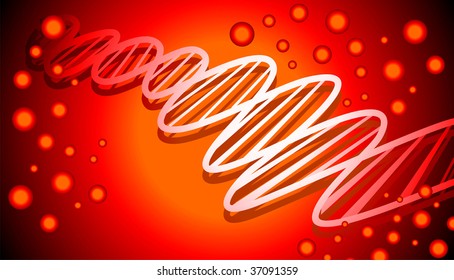Illustration of red pattern colour in DNA model	