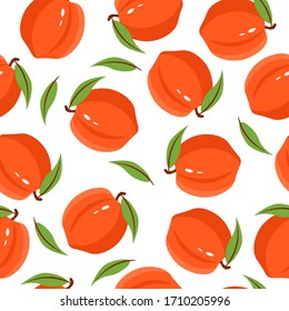 Illustration with red peach  on white background for decoration design. Vector illustration art. 