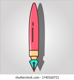 Illustration of a red pen. Vector illustration of drawing tools.