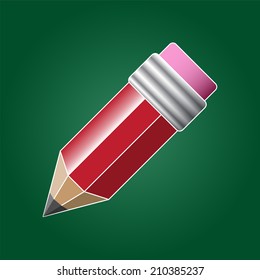 Illustration of red pencil with pink rubber
