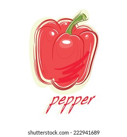 Illustration of red pepper isolated on white background. Vector.