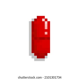Illustration of red pill, simple vector of medicines, pixel art 