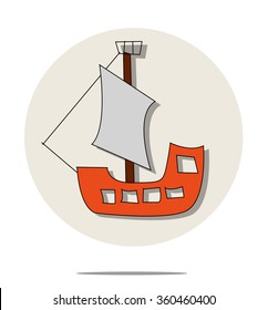 Illustration of red pirate ship