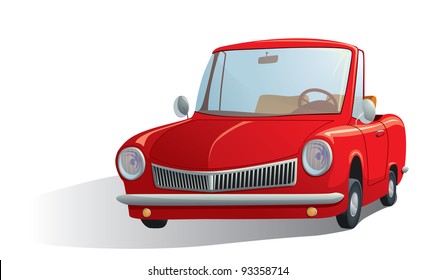 illustration of a red retro car